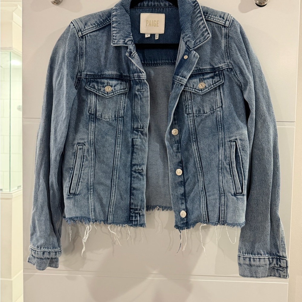 PAIGE Distressed Blue Jean Jacket